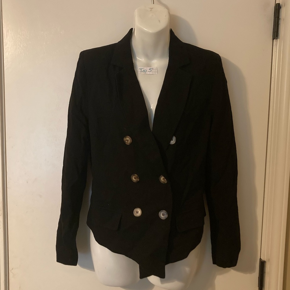 NWT Blue B collection lined button up blazer small black NEW jacket long sleeve